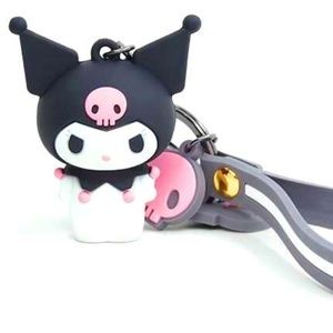 Kuromi Key Chain PVC Black & Pink 3D Figure Strap